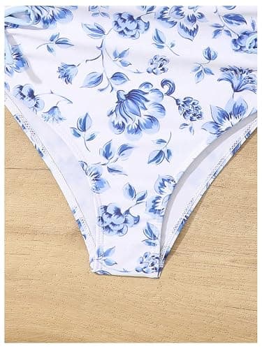 Milumia Girl's Floral One Piece Swimsuit Bow Tie Side Spaghetti Strap Bathing Suit thumbnail 5