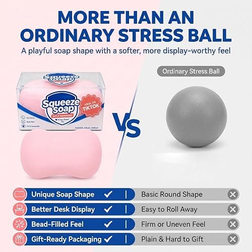 Crunchy Soap Squishy, 2026 New Bead Filled Realistic Soap-Shaped Squeeze Stress Ball ASMR Squishies, White thumbnail 6