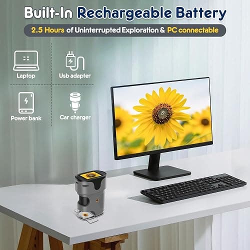 1000X Handheld Microscope for Kids 4K 2.0" Screen Rechargeable Mini Pocket Digital Microscopes w/Slides Kit Portable Edu Gift Age 4-6 8-12 Children Students (Grey) thumbnail 9