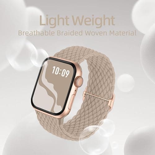 Braided Stretchy Solo Loop Compatible for Apple Watch Band 38mm 40mm 41mm 42mm 44mm 45mm 46mm 49mm for Women Men, Nylon Elastic Straps Wristbands for iWatch Series 10 9 8 7 6 SE 5 4 3 2 Ultra Ultra 2 thumbnail 3