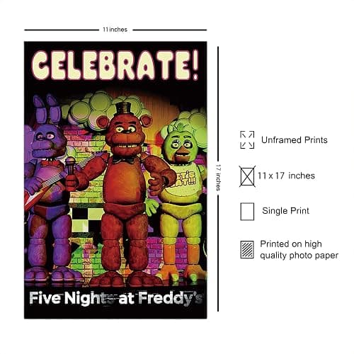 FatCat Wall Graphics Five Nights at Freddy's Wall Poster - Unframed Matte 12 x 18 inch (30cm x 46cm) - Red, Yellow, Blue Cartoon - Bedroom, Living Room thumbnail 2