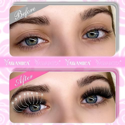 Yawamica Fluffier Lash Extension Kit Thick 200D Volume Eyelash Extension Kit 14-20mm Wispy Lash Clusters Kit D Curly Individual Lashes with Bond and Seal lash Tweezers DIY Cluster Eyelash Extensions thumbnail 2