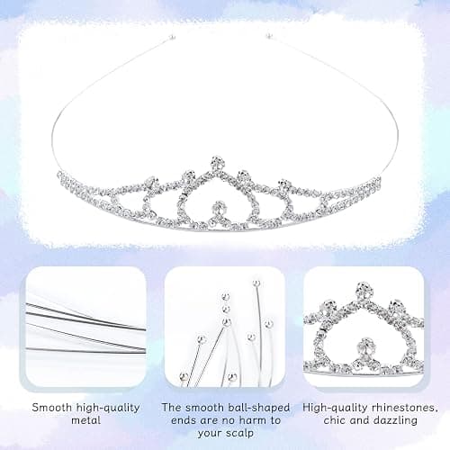 Cinaci 5 Pack Sparkly Glitter Rhinestone Silver Metal Headbands Wedding Hair Crowns Tiaras Clasps Accessories for Kids Girls Women Brides - 5 Pack S2 thumbnail 5