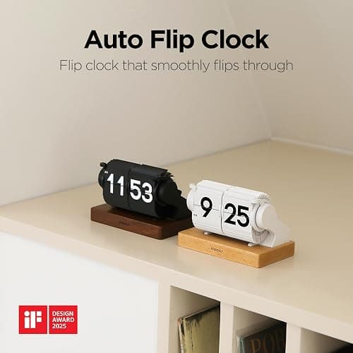 mooas Automatic Mini Flip Clock, Retro Vintage Automatic Flip Desk Clock, Timer Calendar Alarm, Snooze, Desk Clock Large Number USB-C Rechargeable, Ideal for Home Office School Hotel Café (Black) thumbnail 2