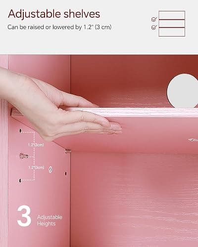 SUNMORY 6 Tier Tree Bookshelf, Tall Bookcase with Storage Cabinet, Modern Narrow Bookshelves Organizer, Floor Standing Book Shelf for Bedroom/Living Room/Home Office/Corner, Pink thumbnail 5