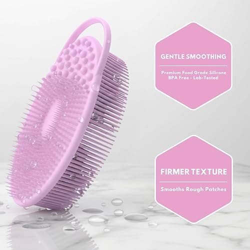 Exfoliating Body Scrubber Silicone - Textured Back Scrubber Shower Brush - Avilana Bath Loofah Alternative Dual Sided - Gentle Smoothing Body Wash Tool Rough Skin - Gift Women Men thumbnail 5