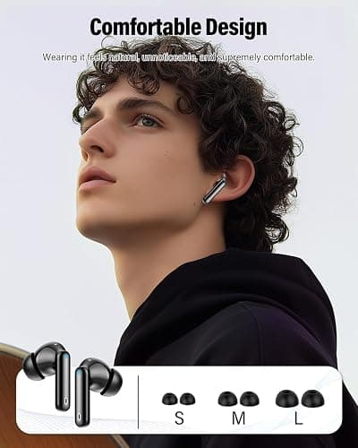 Wireless Earbuds, Bluetooth 5.4 Headphones Bass Stereo Bluetooth Earbuds | Ear Buds with Noise Cancelling Mic LED Display in Ear Earphones Clear Calls IP7 Waterproof 36H for Phones/Sport/Laptop, Black thumbnail 6