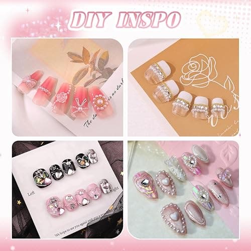 2 Boxes Flatback Pearls (White+Beige) and Silver+Gold Nail Beads for Nail Art with Rhinestone Glue Gel, Pearl Nail Charms and Gems and Small Round Caviar Beads for Acrylic Nail Tips Manicure thumbnail 4