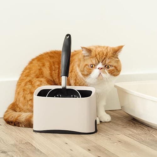 Heavy Duty Full Metal Cat Litter Scoop with Holder - Speed Sifter Litter Box Scooper Captures All Clumps - Kitty Litter Sifting Shovel Comfy Handle - Cat Scooper Includes Litter Bags & Non-Slide Clip thumbnail 8