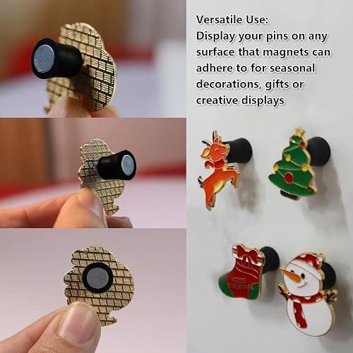 15 Magnetic Pin Backs for Enamel Pins (Black), Converts Pins into Refrigerator Magnets & Put Your Pins on Fridge for Seasonal Decorations and Gifts, Enamel Pins Not Included thumbnail 4