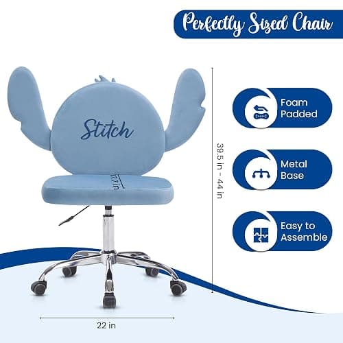 Impressions Vanity Stitch Swivel Vanity Chair with Wheels, Padded Comfy Polyurethane Foam, 360 Degree Spinning, Adjustable Seat Height, Comfortable Makeup Chair for Desk, Office and Home Decor thumbnail 2