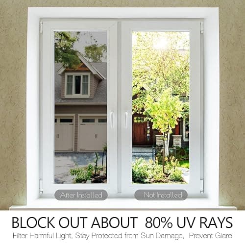 STATINT Privacy Window Film One Way Mirror Glass Tint Heat Control Sun UV Blocking Sliding Door Tinting Reflective Static Cling for Home, Black-Silver, 17.5 Inch X 6.5 Feet thumbnail 5