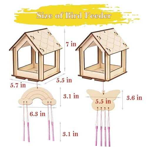 Kids Arts and Crafts for Outdoor,2 Pack Bird Feeder Wind Chime Kits for Children to Build and Paint, DIY Unfinished Wood STEM Painting Activities Crafts Toys for Boys Girls Ages 3-5 4-8 8-12 6-8 thumbnail 2