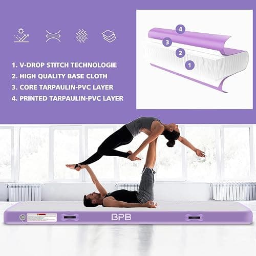 BPB Inflatable Gymnastics Mat. 10ft Air Tumble Track for Home Use/Training/Gymnastics/Cheerleading/Yoga/Pilates/Martial Arts/Gym/Beach/Cheerleading/Water Fun thumbnail 7