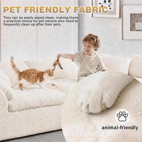 110" Boneless Cloud Couch Sectional for Living Room, Oversized Modular L Shaped Sofa with Ottoman, Deep Seat Chenille Sectional Couch for Cloud-Like Comfort (Beige) thumbnail 11