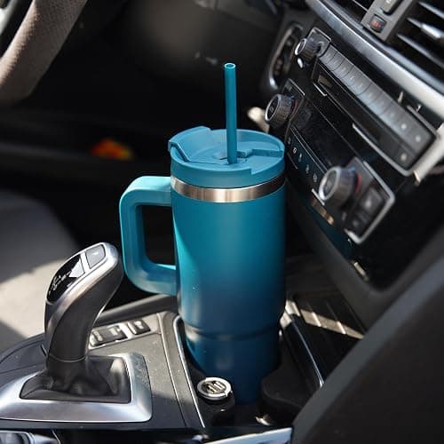 Konokyo 40 oz Tumbler with Handle and 2 Straws,2 in 1 Lid Insulated Water Bottle Stainless Steel Travel Coffee Mug,Lavender Green thumbnail 6