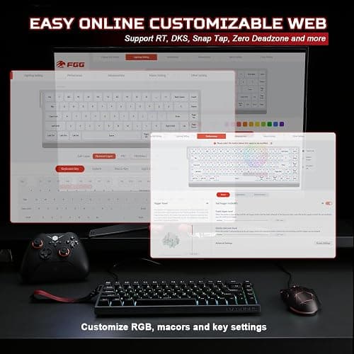 YUNZII MAD68 HE Clavier Mécanique Gaming, Clavier Filaire 60% avec Commutateurs Magnétiques à Effet Hall, Rapid Trigger 8000Hz, Hot Swap, RGB, Capuchons en PBT (Black, Magnetic Switch) thumbnail 6