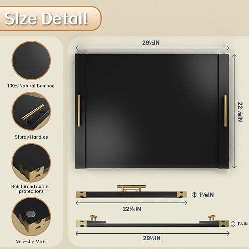 Noodle Board Stove Cover for Gas Stovetop, Bamboo Stove Top Covers for Electric Stove and Gas Burners with Handles Kitchen Sink Cover for Counter Space Decorative Serving Tray Black (29.53"x22.05") thumbnail 3