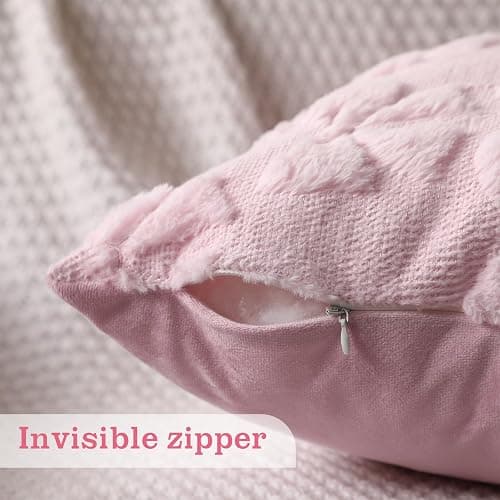 Mixweer Bow Pillow Covers Set of 2 Coquette Room Decor Cute Faux Fur Soft Bowknot Preppy Stuff Fluffy Plush Aesthetic Pillow Covers for Bed Sofa Couch, Fall Christmas Decor(20 x 20 Inch,Pink) thumbnail 3