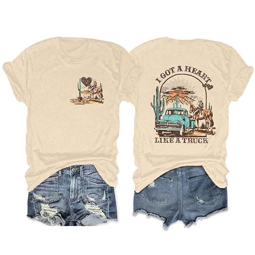 I Got A Heart Like A Truck T Shirt Women Country Music Shirts Nashville Concert Outfit Western Sunset Cowgirl Tops - Image 1