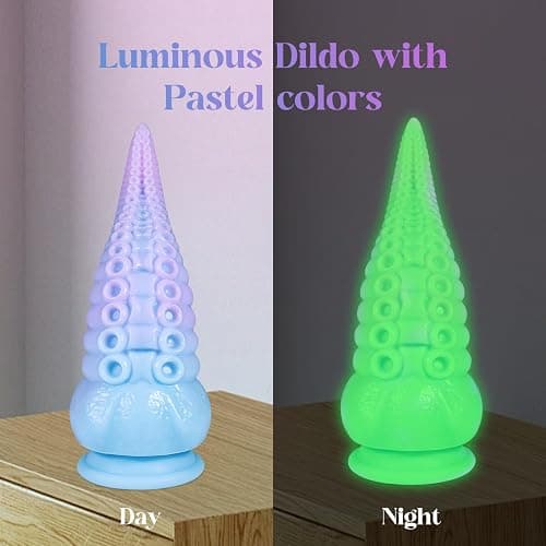 Monster Dildo Adult Sex Toys: Luminous Thick Tentacle Dildo with Suction Cup, 8.7" Big Dragon Dildos Liquid Silicone Anal Toys Prostate Massager for G Spot & P Spot thumbnail 3