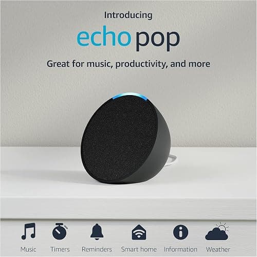 Amazon Echo Pop, Our smallest Alexa speaker, Fits in any room, Charcoal thumbnail 11