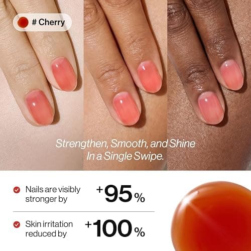 ohora 2-in-1 Sheer Nail Polish & Strengthener(Cherry) | Tinted Nail Concealer | Nail Hardener for Weak, Damaged Nails | Nail Care Polish with Glossy Finish | Glazed-Syrup Formula, 15 mL thumbnail 2