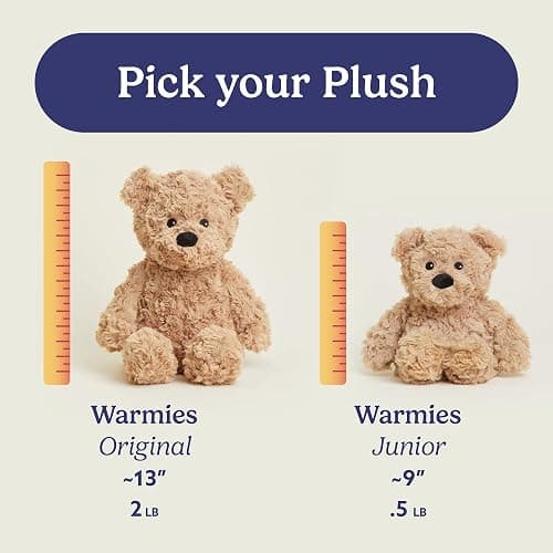 warmies Junior Microwavable & Weighted Stuffed Animals, Brown Curly Bear - Heated Stuffed Animal Plushie for Warmth & Comfort - Soft Plush Toys for Adults & Children (Boys, Girls, Babies & Toddlers) thumbnail 7