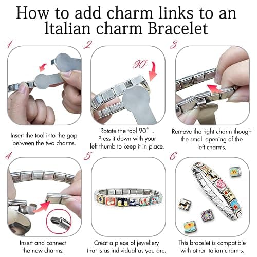 Custom Italian Charm Bracelet, 10/15/20 Personalized Charms in 100+ Designs, Stainless Steel Adjustable Link Bracelet with Tool, Customized Diy Gifts for Women/Men thumbnail 7