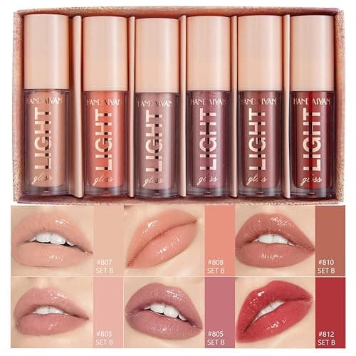 BANGFENG 6PCS Lip Oil Light Lipgloss Set, Moisturizing Hydrating Lip Glow Oil Lip Gloss Kit High Shine Lip Plumping Glass Finish Lip Gloss Liquid Lipstick for Women (Set B) - Image 1
