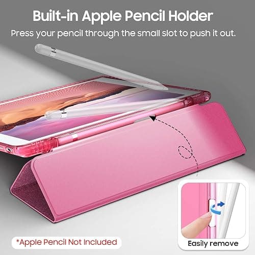 Fintie Slim Case for iPad 9th / 8th / 7th Generation (2021/2020 / 2019) 10.2 Inch - [Built-in Pencil Holder] Glittering Sparkly Shockproof Cover with Shiny Clear Back Shell, Auto Wake/Sleep, Pink - Pink thumbnail 6