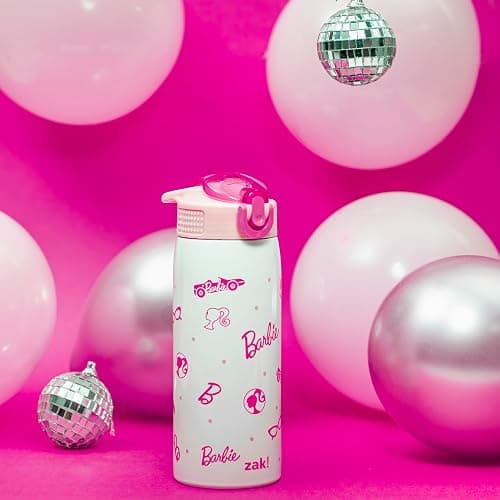 Zak Designs Barbie Porter Water Bottle for Travel and At Home, 19 oz Vacuum Insulated Stainless Steel with Locking Spout Cover, Built-In Carrying Loop, Leak-Proof Design (Barbie) thumbnail 8