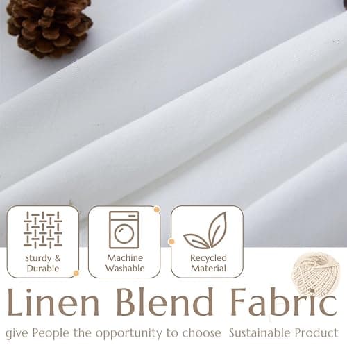 jinchan Linen Textured Tier Curtains 24 Inch for Kitchen Windows Farmhouse Cafe Curtains Small Drapes Rustic Light Filtering Half Window for Living Room Laundry Rod Pocket 2 Panels White thumbnail 4