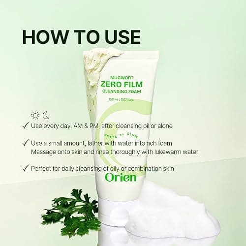 Orien Double Cleanser Duo for Facial Cleansing : Mugwort Zero Film Cleansing Oil & Foam Korean skincare thumbnail 7