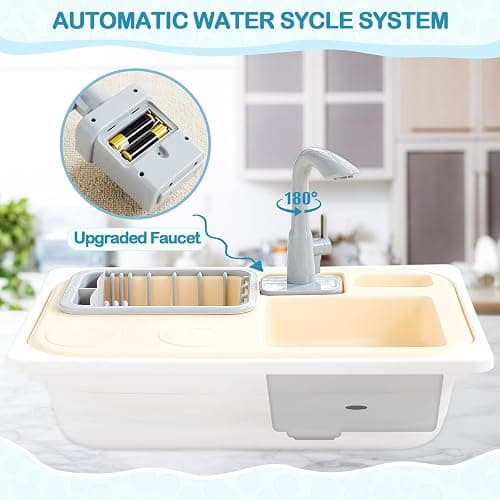 Beright Play Kitchen Sink Toys, Toddler Sink Toys with Upgraded Faucet, Pretend Play Toys Running Water, Perfectly Matched with Beright Sensory Table thumbnail 4