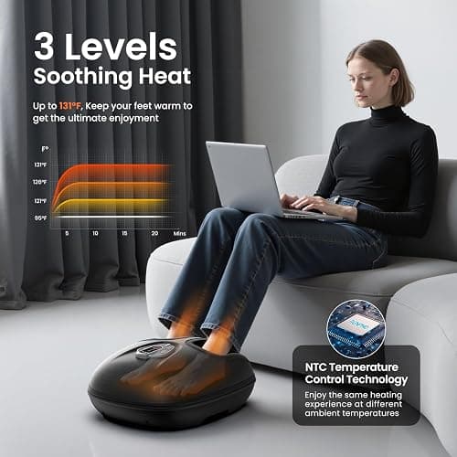 RENPHO Foot Massager Machine with Heat [2026 Upgraded], Shiatsu Foot Massager for Plantar Fasciitis, Christmas Gifts for Women, Cordless Control, FSA Eligible HSA Store Eligible, 2026 New Upgraded, BK thumbnail 4