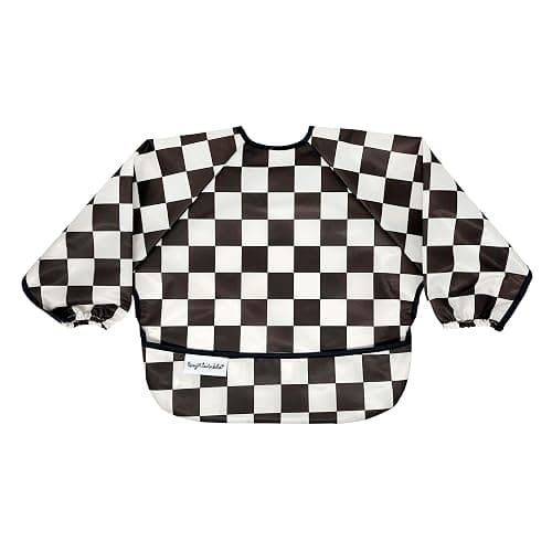 Tiny Twinkle Long Sleeve Bib for Babies & Toddlers | Waterproof Smock Bib for Eating | Machine Washable & Mess-Proof Feeding Essentials | Newborn Shower Gift (Checkers Black, 6–24M) thumbnail 4