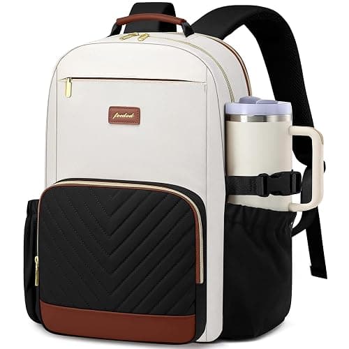 Laptop Backpack for Women Bookbag: 15.6 inch Work School Backpacks with Pouch Pocket for Large Capacity Cup & USB Charger College Book Bag Travel Business Nurse Teacher Bookbags Anti-theft Back Pack - Image 1