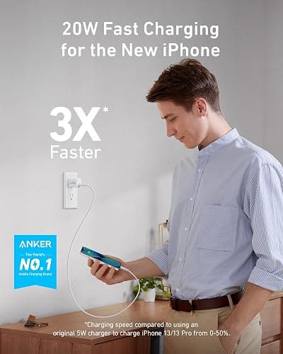 Anker USB C Charger Block 20W, 511 Charger ( Nano ), PIQ 3.0 Durable Compact Fast Charger with 6feet USB C to Lightning Cable (MFi Certified) for 14/14 Plus/14 Pro/14 Pro Max/13/iPad Pro and More thumbnail 2