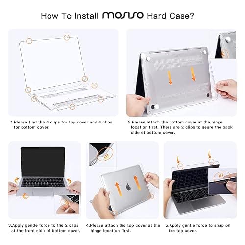 MOSISO Compatible with MacBook Air 13 inch Case M1 2021 2020 2019 2018 | A2337 A2179 A1932 Touch ID,Ultra Thin Protective Hard Shell&Keyboard Cover for MacBook Air 13.3 inch Case M1, Transparent thumbnail 6
