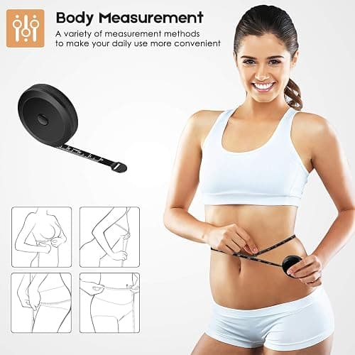 iBayam 2 Pack Tape Measure Measuring Tape for Body Fabric Sewing Tailor Cloth Knitting Vinyl Home Craft Measurements, 60-Inch Soft Fashion Pink & Retractable Black Double Scales Rulers for Body Weight thumbnail 6