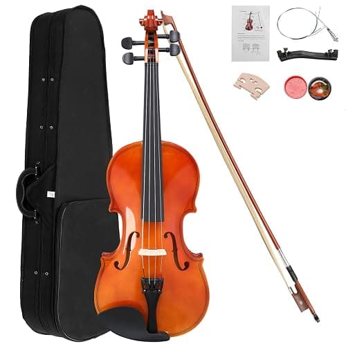 4/4 Full Size Acoustic Violin with Case Bow Rosin Strings Tuner Shoulder Rest, Natural Color - Image 1