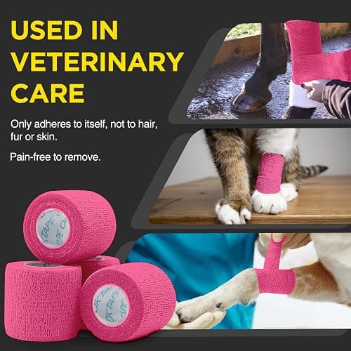 OK TAPE 12 Rolls Self Adhesive Bandage Wrap, Elastic Athletic Tape, Self Stick Bandage Tape, Vet Wrap, Medical Wrap for Wrist, Feet, 2" x 5 Yards - Pink thumbnail 4