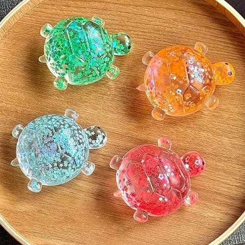 Glitter Turtle Squishies,Cute Soft Relaxing Stress Relief Squeezes,Colorful Turtle Stress Balls Gifts for Office Desk Party Valentines Day Birthday Favors,Easter Basket Stuffer Egg Fillers thumbnail 4