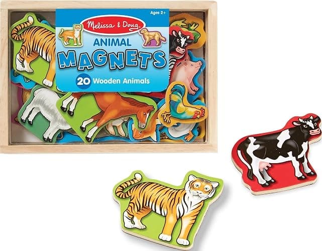 Melissa & Doug Wooden Animal Magnets Set (20 Pieces) – Farm, Zoo & Pet Fridge Magnets in Storage Box – Montessori Preschool Learning Toys for Toddlers & Kids Ages 2+ - FSC-Certified - Image 1