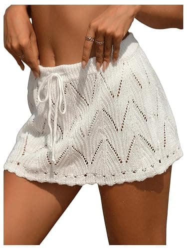 Milumia Women Crochet Beach Mini Skirt Swim Bikini Cover Up Skirt Knit Swimsuit Bathing Suit Coverup - Image 1