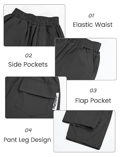 SEAUR Boys Cargo Pants Elastic Waist Baggy Loose Joggers Trousers Cotton School Track Sweatpants thumbnail 3