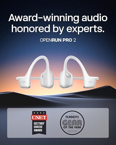 SHOKZ New OpenRun Pro 2 - Open-Ear, Bone Conduction Sport Headphones - with Reflective Strip - Sweat Resistant, Workout Headphones - Secure, Wireless, Comfortable Fit-Deep Bass and Smart Mic App - Standard - Silver thumbnail 2