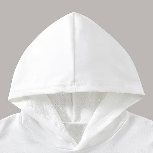 ZGKB Girls' Hooded Sweatshirt and Pants Set, White and Black, Casual Jersey Outfit, 8-12 Years thumbnail 7