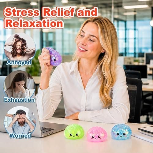 Sugar Glitter Dumplings Squishy with Mystery Box,Viral Squishy Dumpling,Colorful Dumplings Stress Balls Fidget Sensory Balls for Kids & Adults (Blue) thumbnail 7